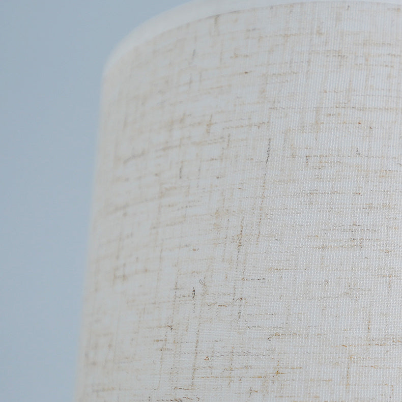 Contemporary Retro USB Cylinder Fabric Shade Wood Bead Base LED Table Lamp For Bedroom