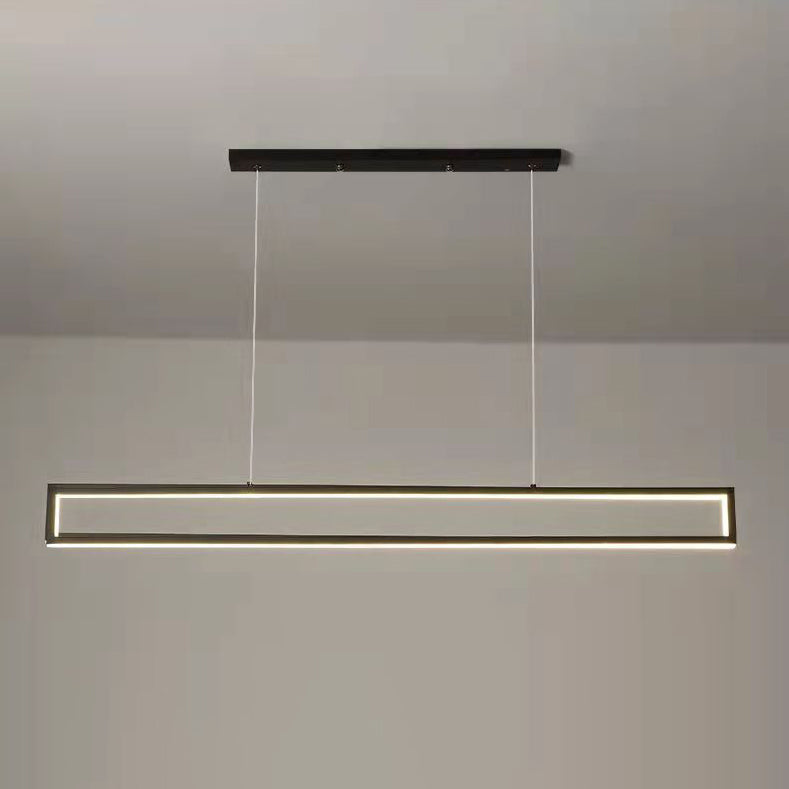 Modern Minimalist Long Rectangle Iron Silicone LED Chandelier Island Light For Dining Room