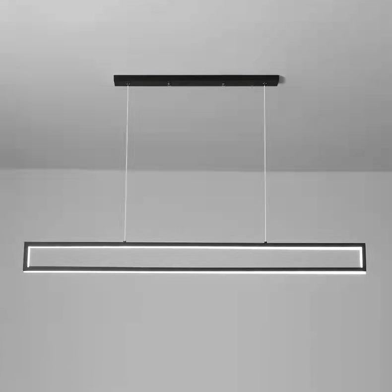 Modern Minimalist Long Rectangle Iron Silicone LED Chandelier Island Light For Dining Room