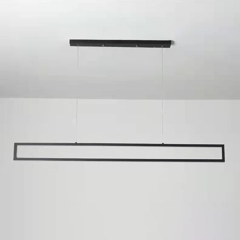 Modern Minimalist Long Rectangle Iron Silicone LED Chandelier Island Light For Dining Room