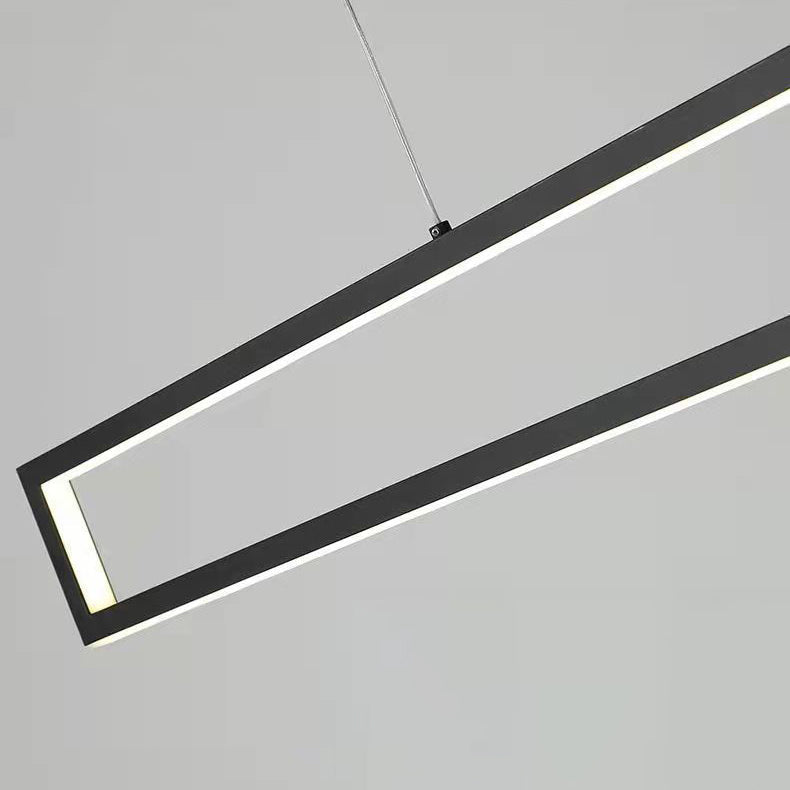 Modern Minimalist Long Rectangle Iron Silicone LED Chandelier Island Light For Dining Room
