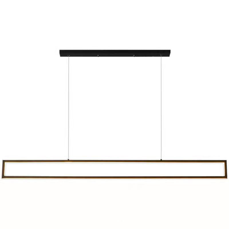 Modern Minimalist Long Rectangle Iron Silicone LED Chandelier Island Light For Dining Room