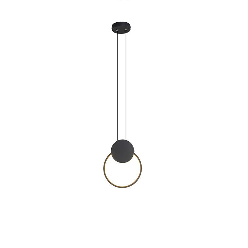 Modern Minimalist Round Square Oval Iron Shape Linear LED Pendant Light For Bedroom
