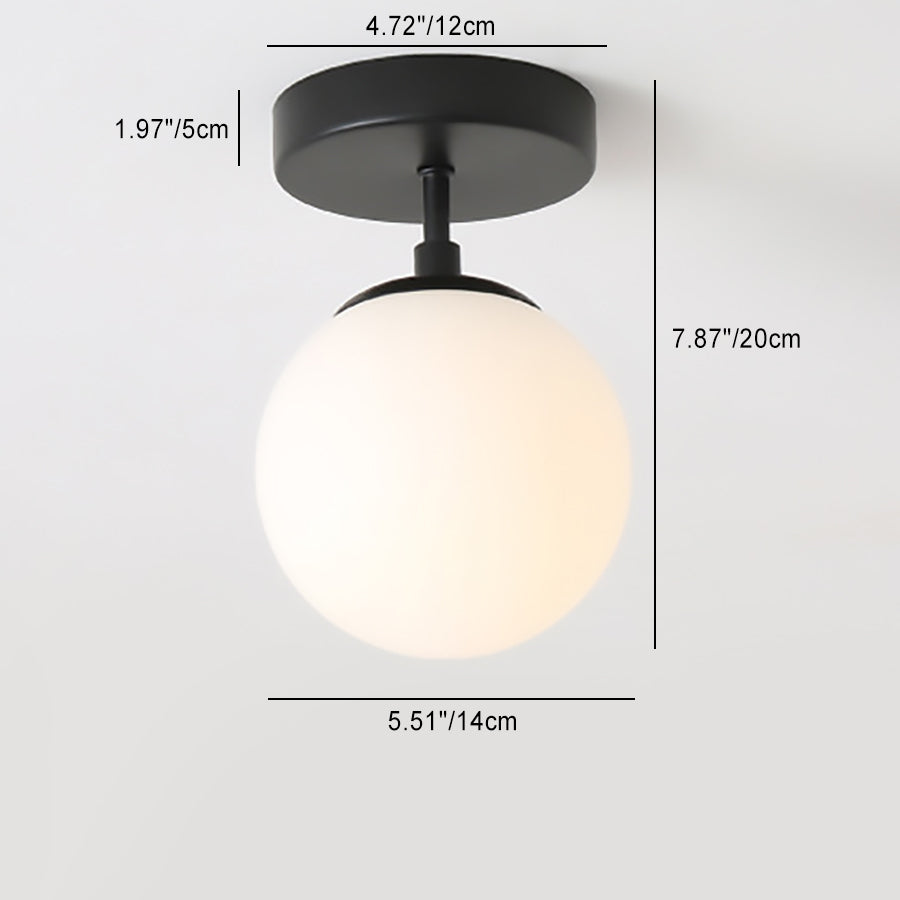 Modern Minimalist Iron Glass Globe 1-Light Semi-Flush Mount Ceiling Light For Living Room