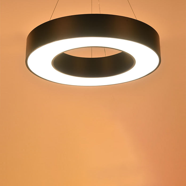 Modern Minimalist Black Halo Ring Iron Acrylic LED Chandelier For Bedside