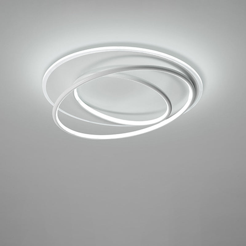 Contemporary Nordic Iron Acrylic Circle Ring LED Flush Mount Ceiling Light For Bedroom