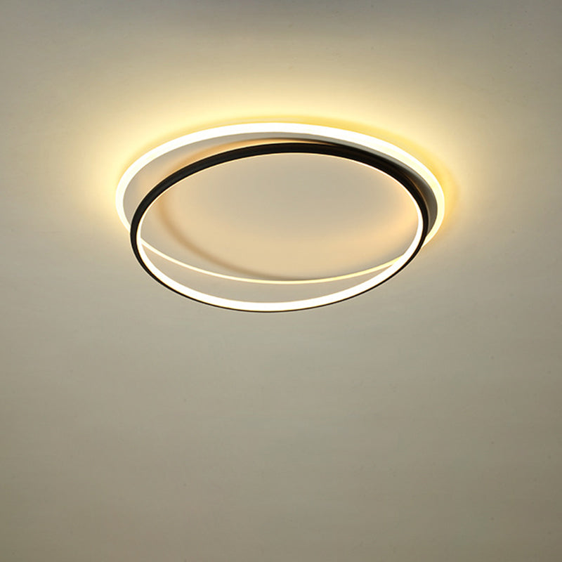 Contemporary Nordic Iron Acrylic Circle Ring LED Flush Mount Ceiling Light For Bedroom