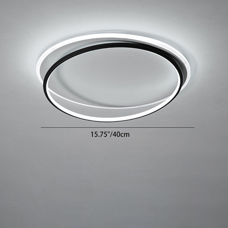 Contemporary Nordic Iron Acrylic Circle Ring LED Flush Mount Ceiling Light For Bedroom