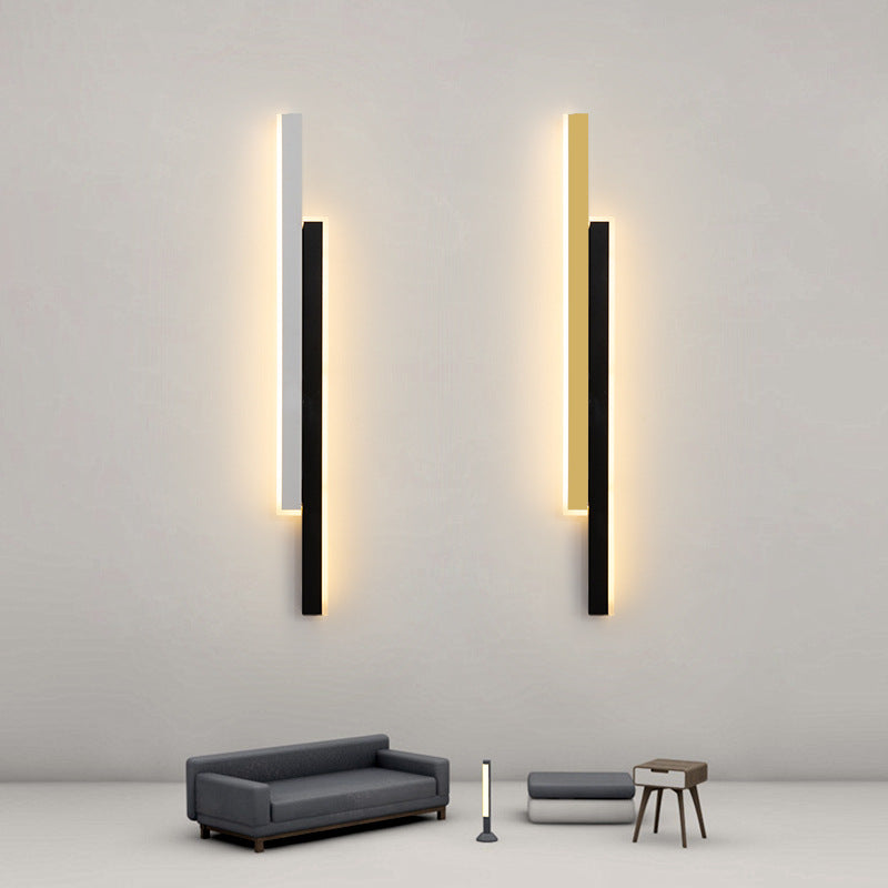 Modern Minimalist Double Long Strip Acrylic Iron LED Wall Sconce Lamp For Bedroom