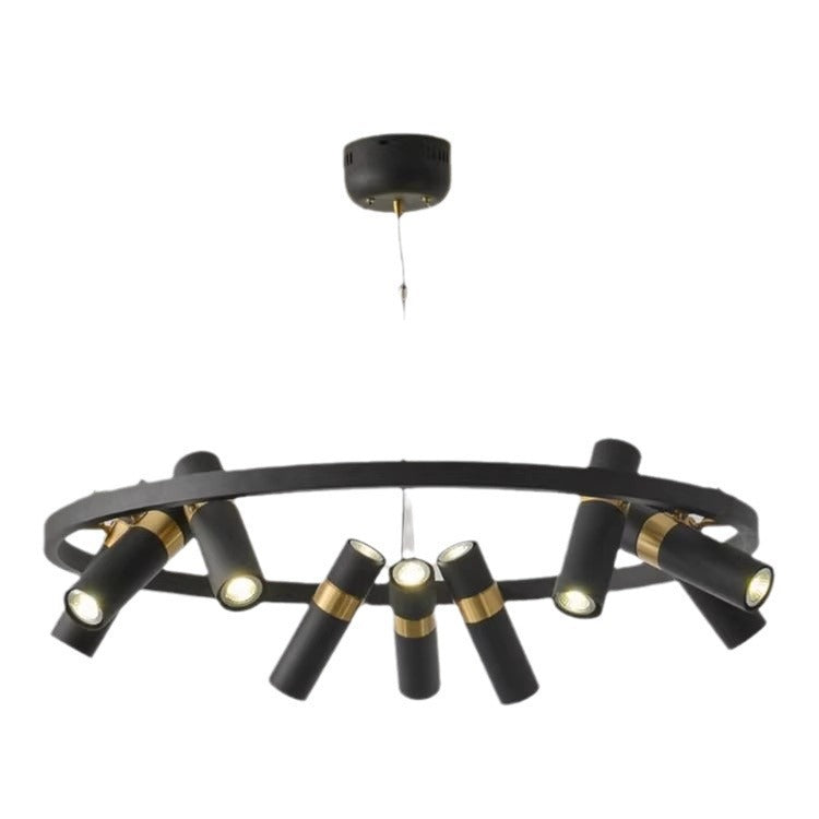 Contemporary Industrial Rotatable Glass Metal Tube Circle Ring 3/6/9-Light Chandeliers For Dining Room