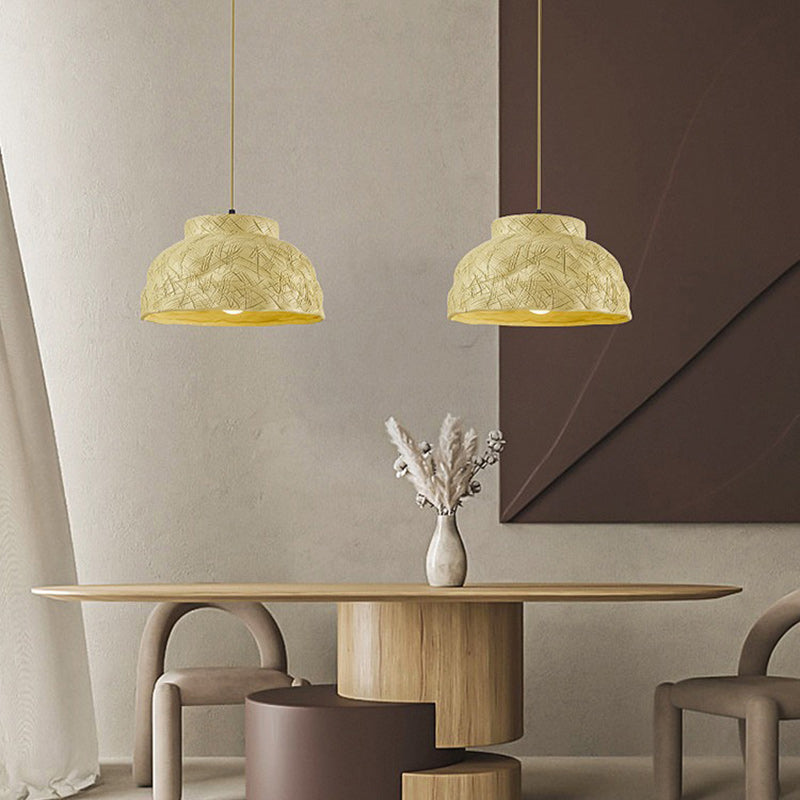 مصباح معلق من الراتنج المنحوت على شكل قرص حوض ياباني تقليدي لغرفة النوم