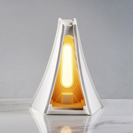 Contemporary Scandinavian Prism Tower Plaster LED Table Lamp For Bedroom