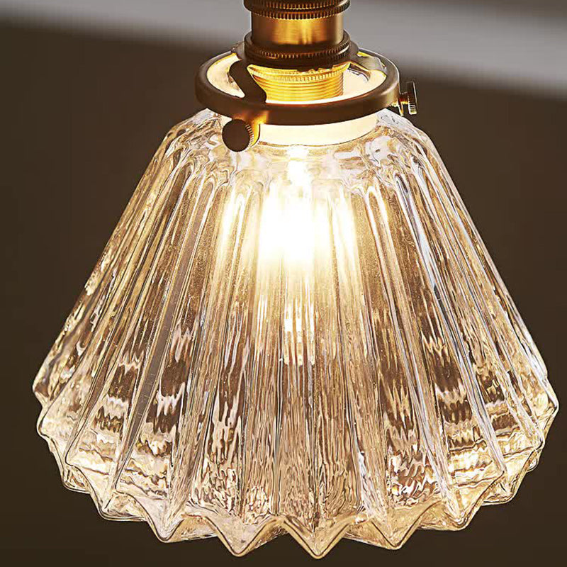 Traditional Vintage Diamond Sphere Cylinder Brass Glass 1-Light Pendant Light For Bedroom