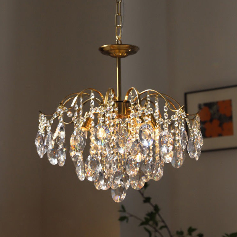 Traditional Vintage Branch Curved Line Teardrop Iron Crystal 5/6/8 Chandelier For Living Room