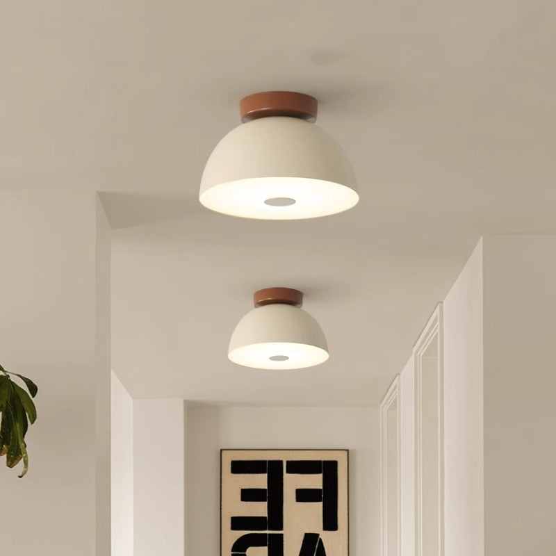 مصباح سقف LED شبه مسطح من مادة البولي فينيل كلوريد الحديدي بتصميم عصري بسيط على شكل نصف كرة مع قاعدة قرصية لغرفة المعيشة