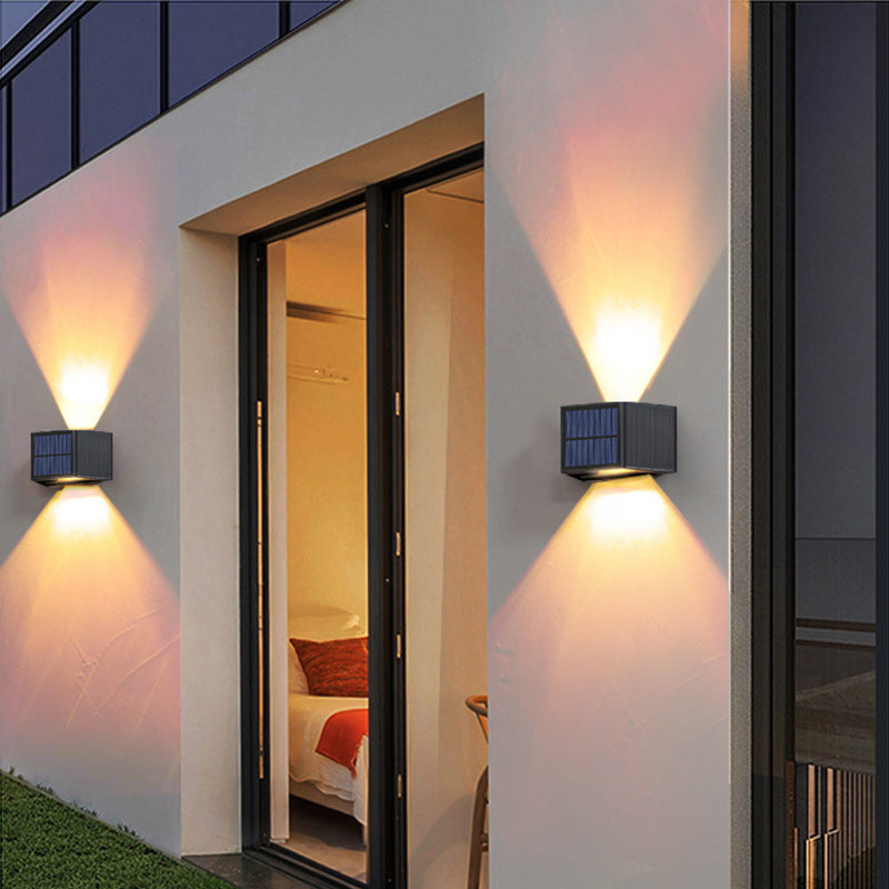 Modern Minimalist Solar Waterproof Trapezoidal Rectangle ABS LED Outdoor Wall Sconce Lamp For Garden