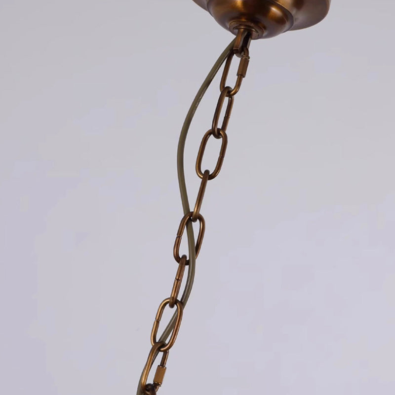 Traditional Vintage Branching Trombone Copper Glass 6/8 Light Chandelier For Living Room