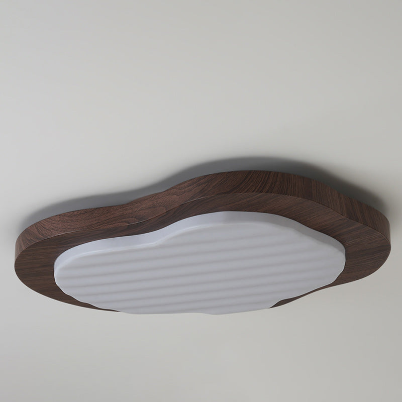 Traditional Vintage Pebble Woodgrain Hardware PVC LED Flush Mount Ceiling Light For Bedroom