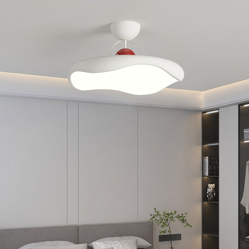 Modern Minimalist Round Wave Arc Semi Circle Base Iron Acrylic LED Semi-Flush Mount Ceiling Light For Bedroom