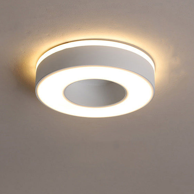 Modern Minimalist Round Square Cylinder Hollow Iron Acrylic LED Flush Mount Ceiling Light For Living Room