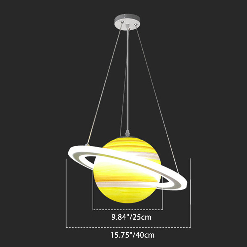 Modern Minimalist Cartoon Kids Ball Circle Planet Iron PVC 1-Light Pendant Light For Bedroom