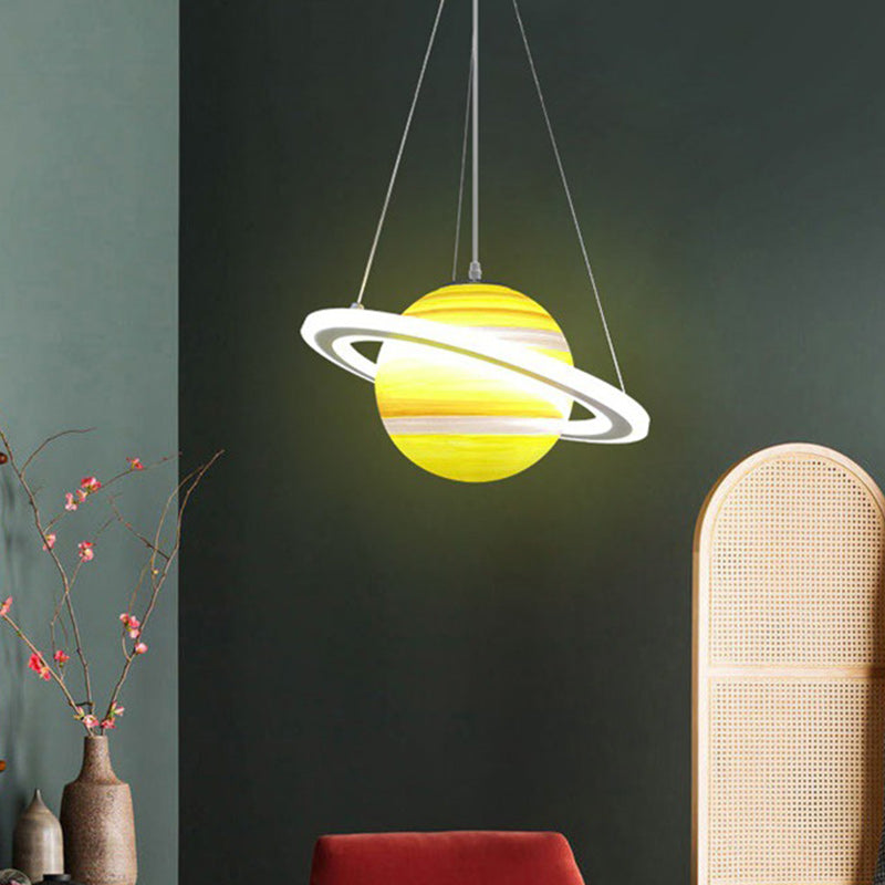Modern Minimalist Cartoon Kids Ball Circle Planet Iron PVC 1-Light Pendant Light For Bedroom
