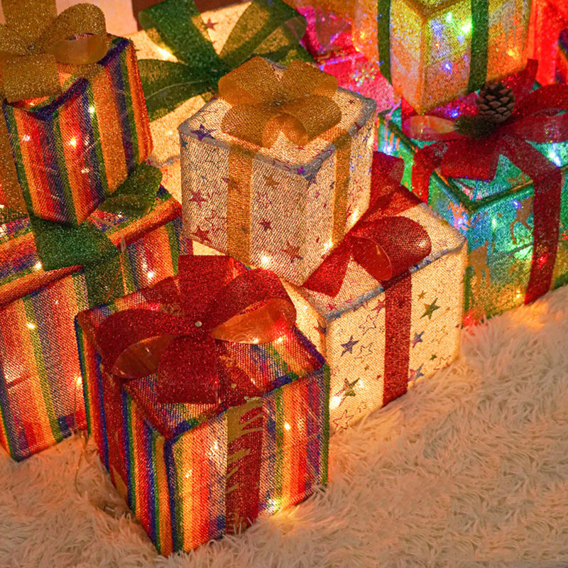 Modern Minimalist Square Christmas Gift Box PVC LED Standing Floor Lamp Decorative Light For Living Room