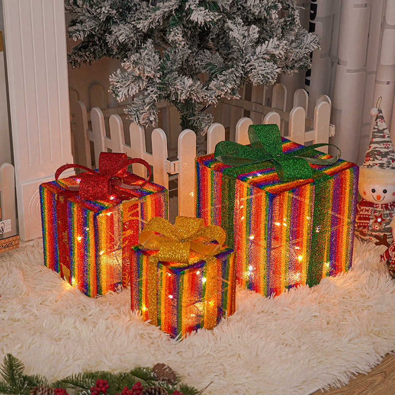Modern Minimalist Square Christmas Gift Box PVC LED Standing Floor Lamp Decorative Light For Living Room