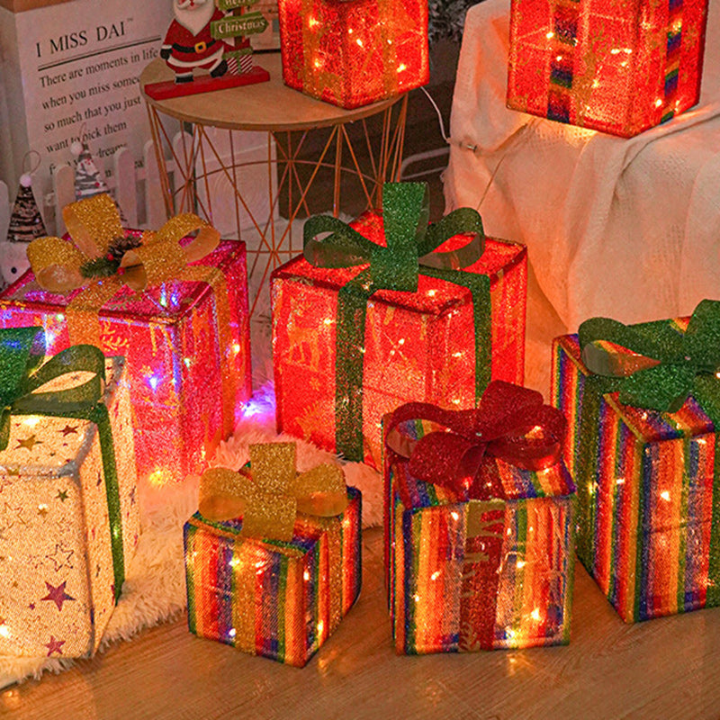 Modern Minimalist Square Christmas Gift Box PVC LED Standing Floor Lamp Decorative Light For Living Room