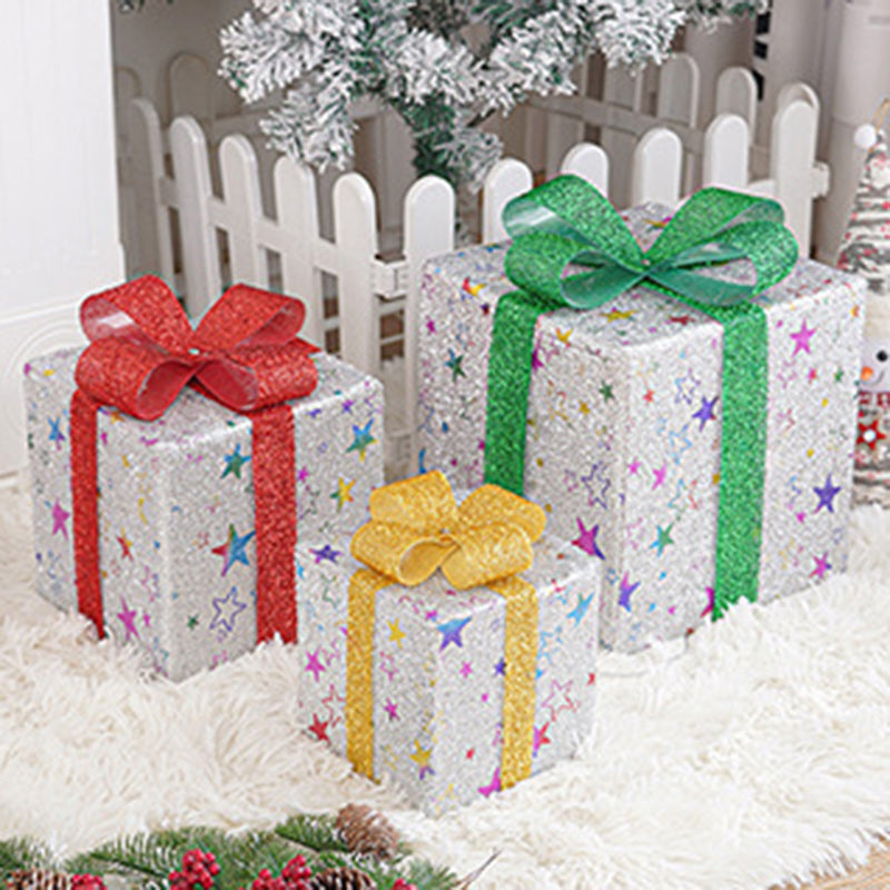 Modern Minimalist Square Christmas Gift Box PVC LED Standing Floor Lamp Decorative Light For Living Room