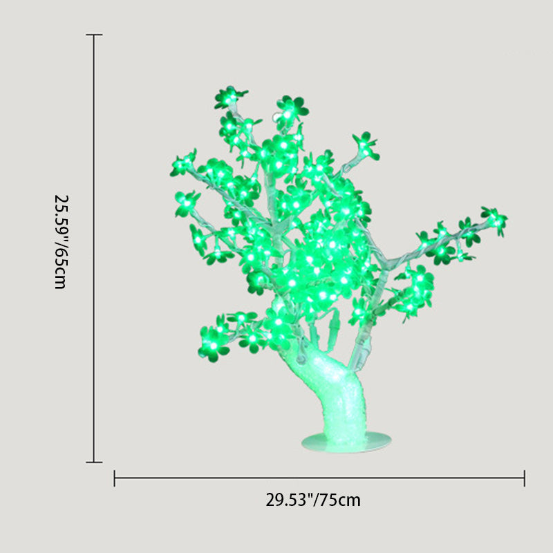 Contemporary Creative Simulation Tree Flower Petal Round Base Iron Plastic LED Table Lamp For Bedroom