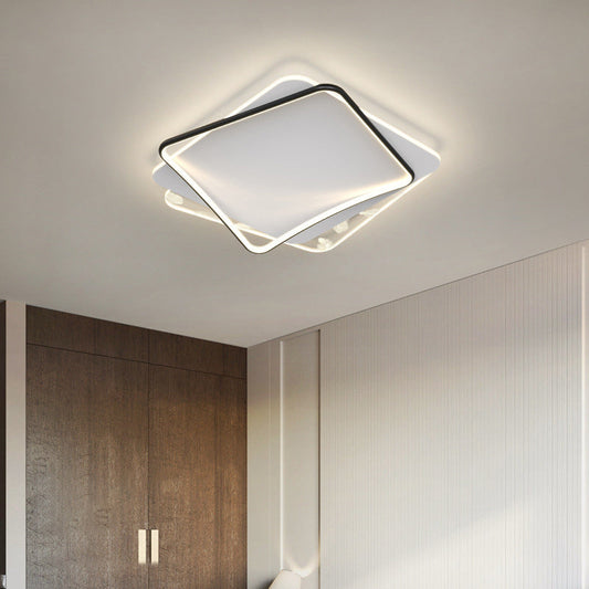 現代的なスカンジナビアのスクエアスカラップラウンドカスケードフェザーパターンアイアンアルミアクリルLEDフラッシュマウントシーリングライト寝室用