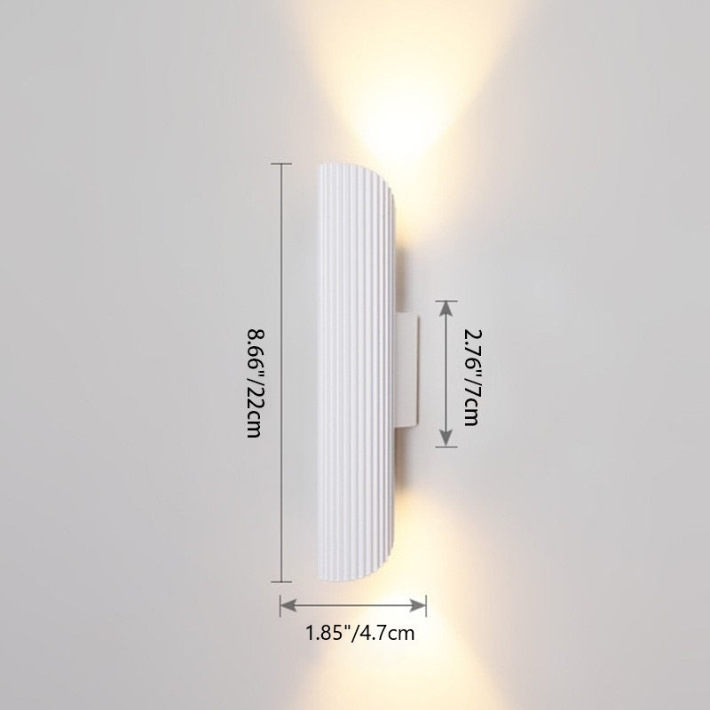 مصباح حائط LED معاصر على شكل أسطوانة مخططة إسكندنافية مستطيلة القاعدة من الحديد والألومنيوم والأكريليك لغرفة النوم