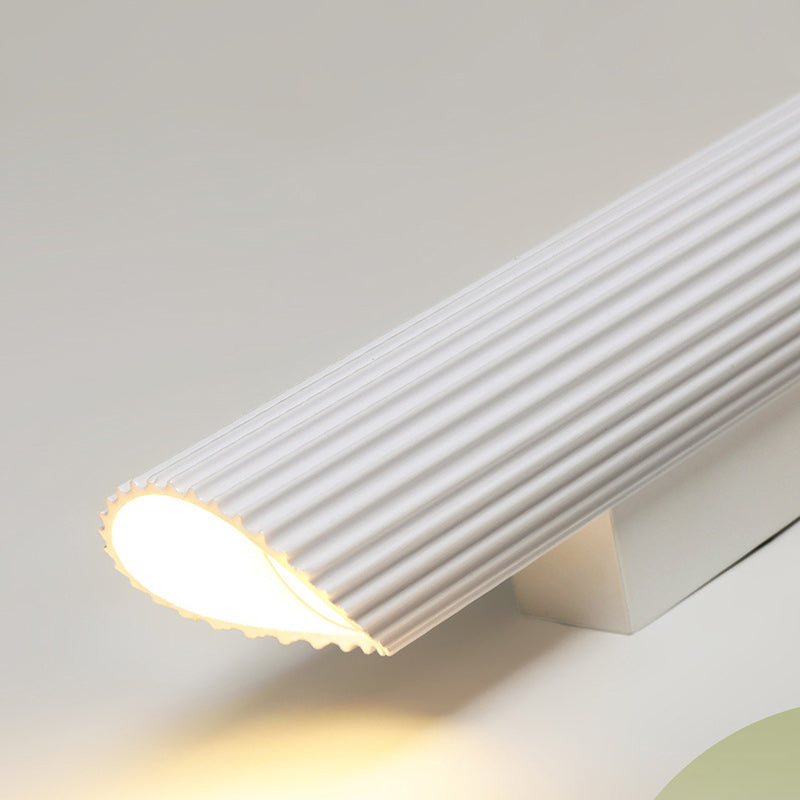 مصباح حائط LED معاصر على شكل أسطوانة مخططة إسكندنافية مستطيلة القاعدة من الحديد والألومنيوم والأكريليك لغرفة النوم