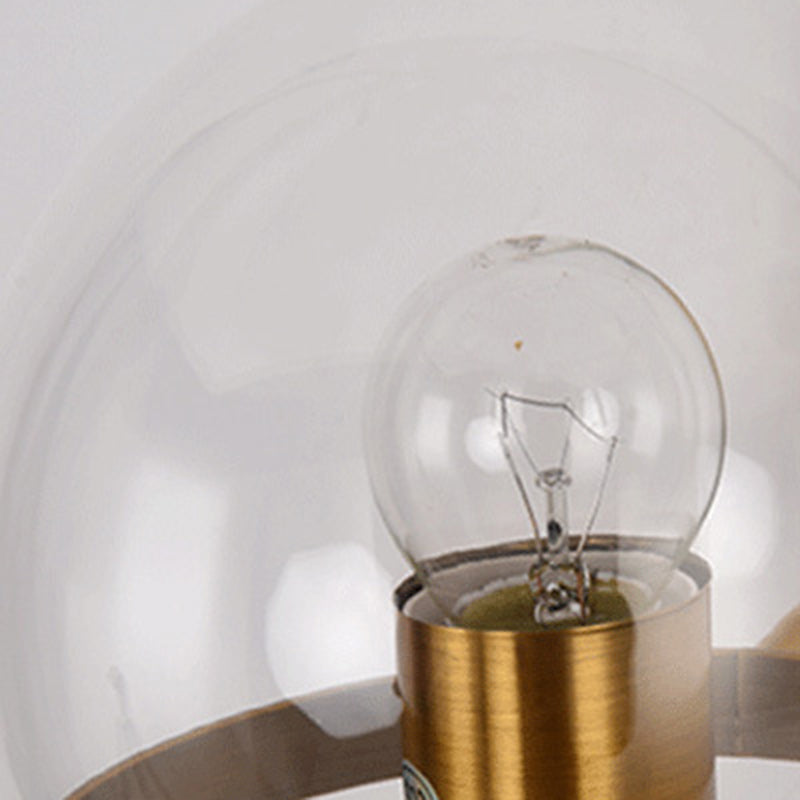 Traditional Vintage Round Ball Oval Base Iron Glass 1-Light Wall Sconce Lamp For Bedroom