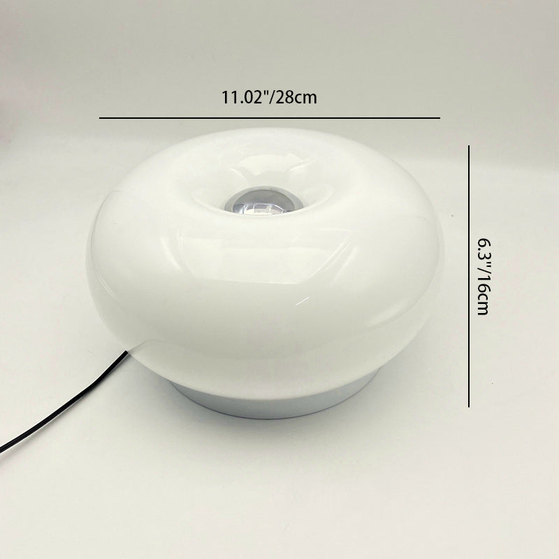 Modern Minimalist Cream Persimmon Oval Iron Glass LED Table Lamp For Bedroom