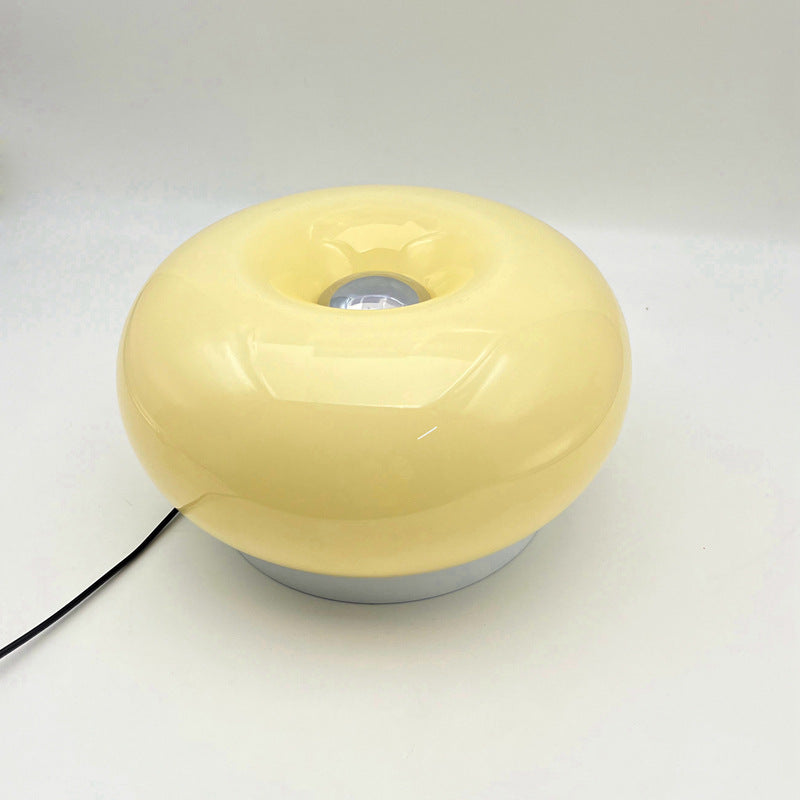 Modern Minimalist Cream Persimmon Oval Iron Glass LED Table Lamp For Bedroom