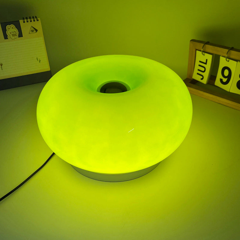 Modern Minimalist Cream Persimmon Oval Iron Glass LED Table Lamp For Bedroom