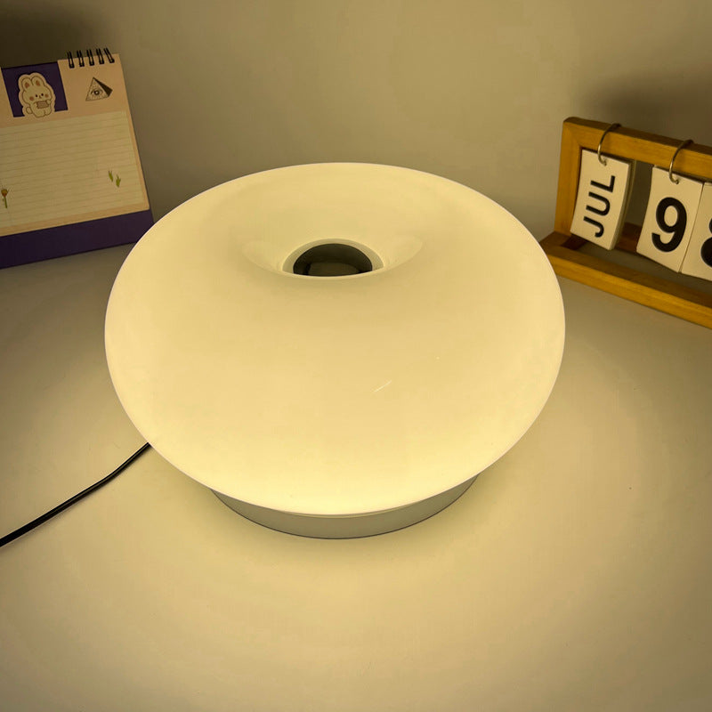 Modern Minimalist Cream Persimmon Oval Iron Glass LED Table Lamp For Bedroom