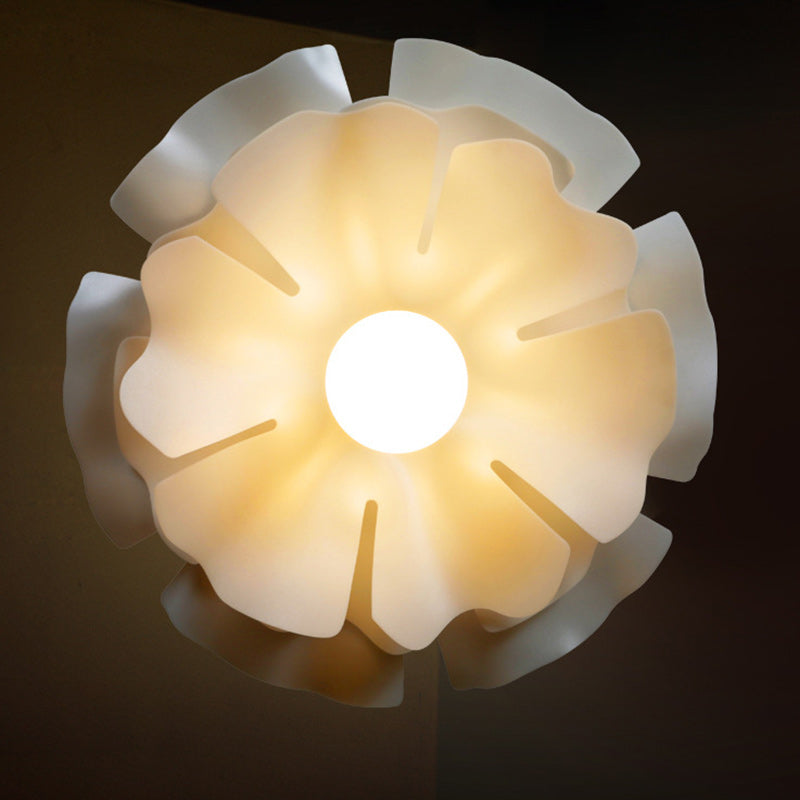 Modern Minimalist Romantic Flower Petal Disc Base Iron Acrylic 1-Light Semi-Flush Mount Ceiling Light For Bedroom