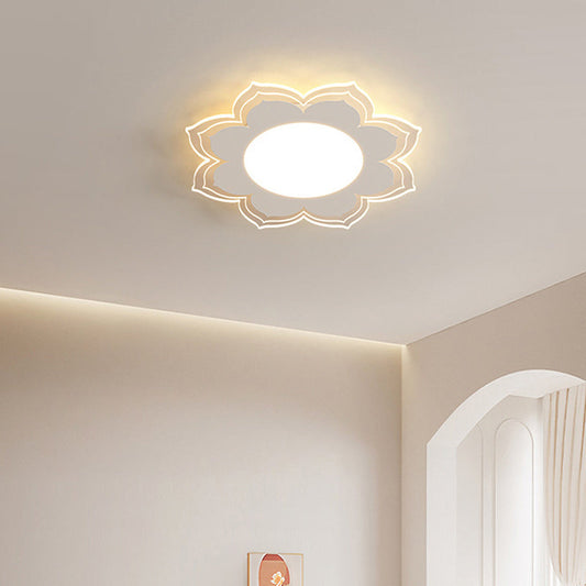 現代的なスカンジナビアの丸型フラワー多層花びら鉄アクリルLEDフラッシュマウント天井照明リビングルーム用