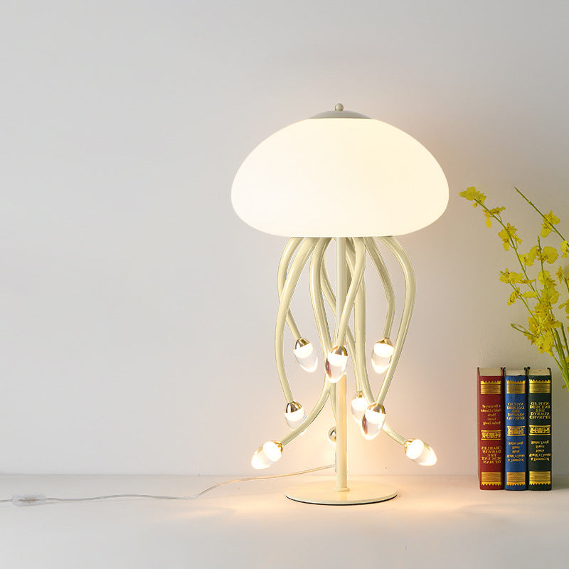 Contemporary Scandinavian Jellyfish Disc Base Iron Acrylic LED Table Lamp For Bedroom