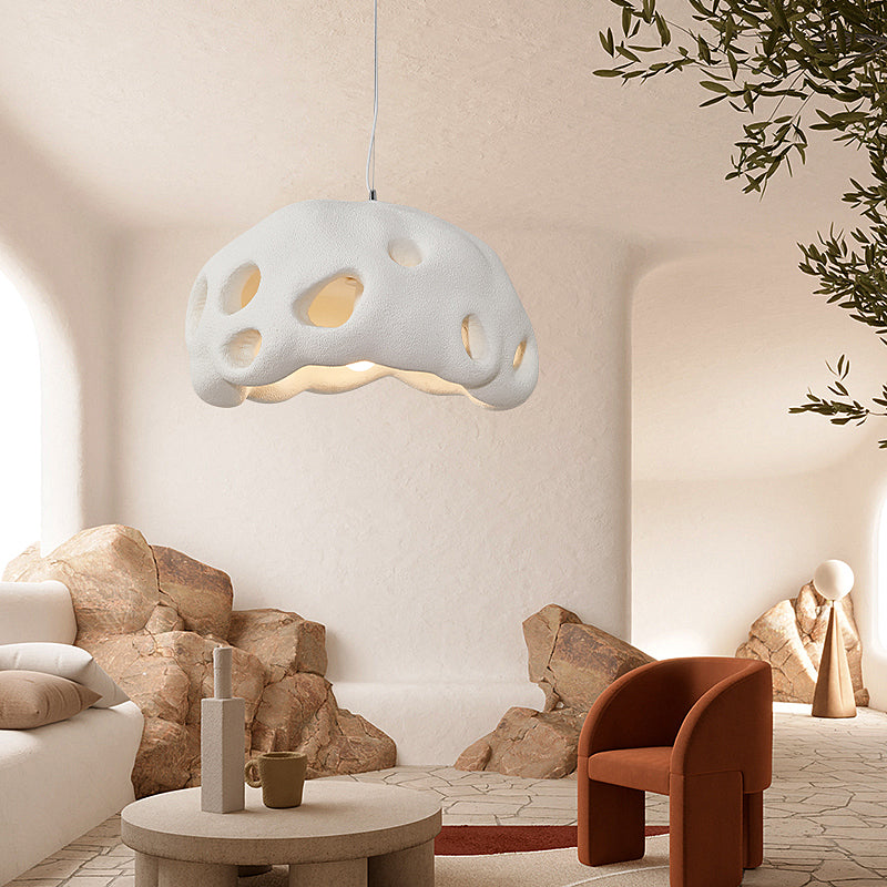 Contemporary Creative Oval Irregular Hollow High Density Polystyrene 1-Light Pendant Light For Living Room