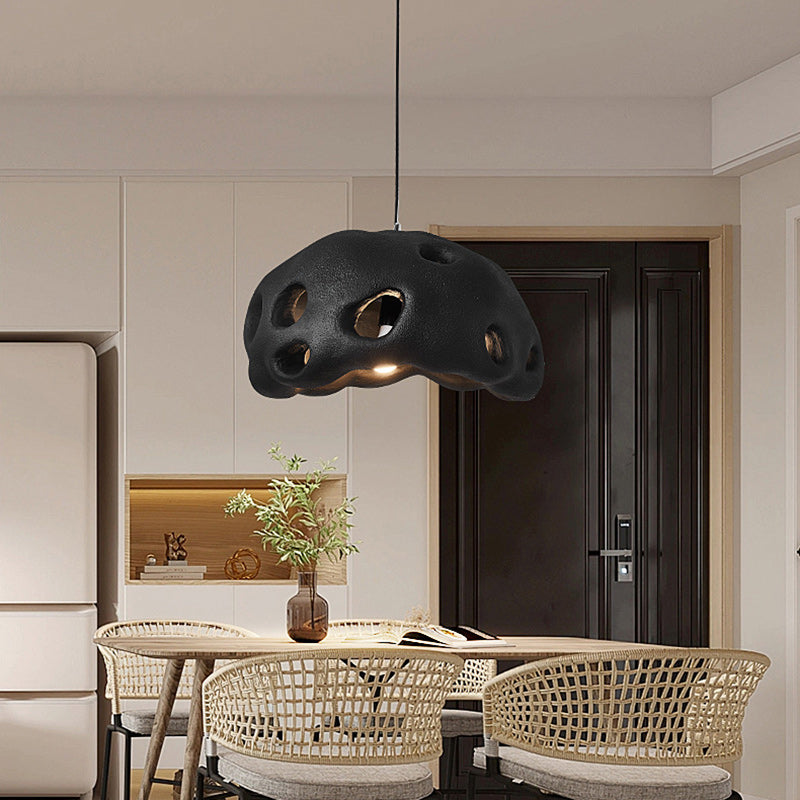 Contemporary Creative Oval Irregular Hollow High Density Polystyrene 1-Light Pendant Light For Living Room