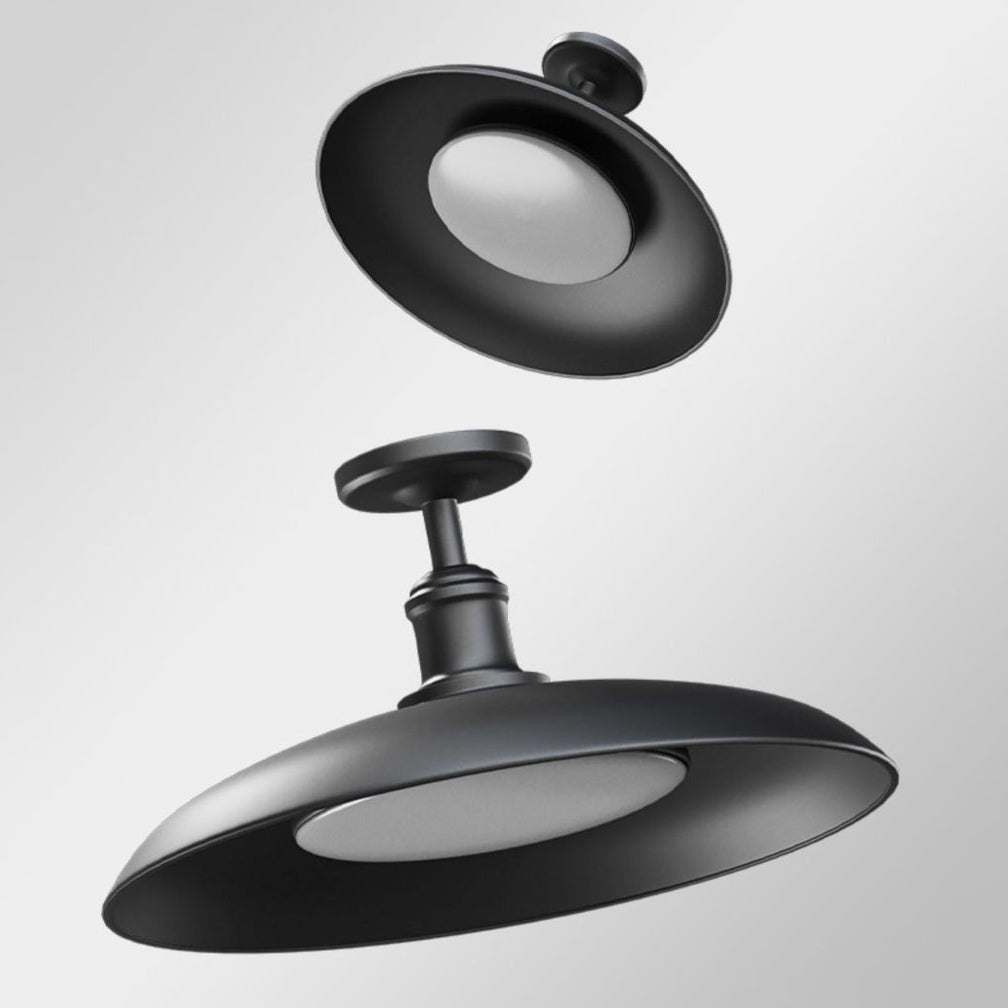 Traditional Vintage Waterproof Flared Cylinder Disc Base Iron 1-Light Semi-Flush Mount Ceiling Light For Outdoor Patio