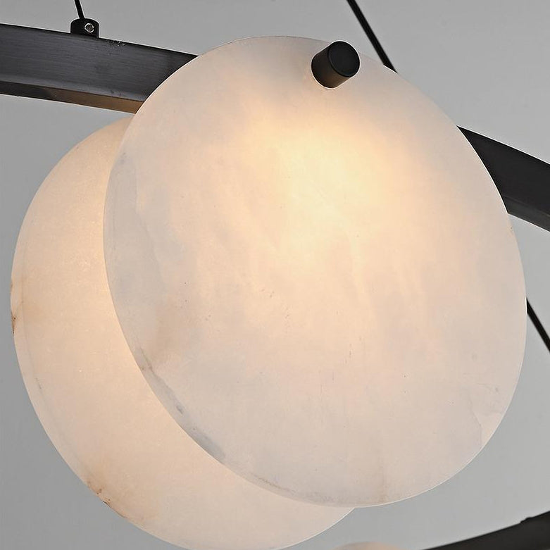 ثريا دائرية بتصميم عصري بسيط من النحاس والرخام، مقاس 8/10/12 لغرفة المعيشة