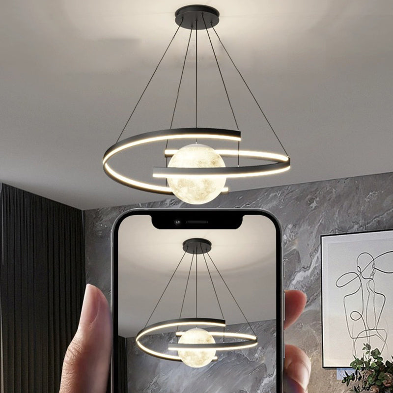 ثريا LED معاصرة بتصميم قوس نصف دائري من الألومنيوم والسيليكون لغرفة المعيشة