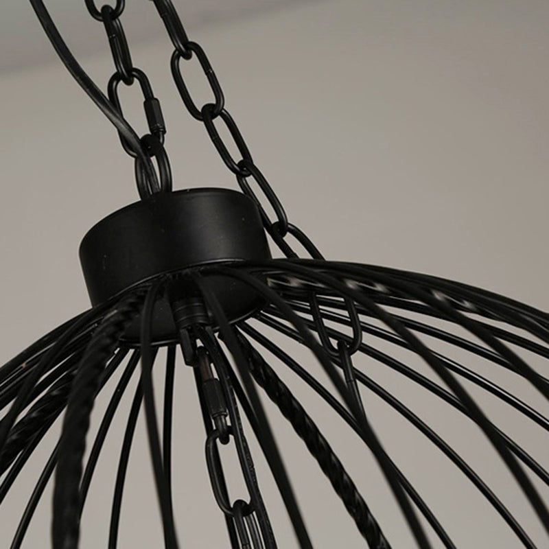 Traditional Vintage Birdcage Candle Holder Water Drops Rhombus Iron Crystal 8-Light Chandelier For Living Room