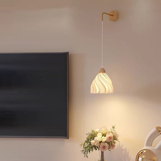 現代的なスカンジナビアの半円曲線の花びらディスクベース木製PLA 1ライト壁取り付け用燭台ランプリビングルーム用