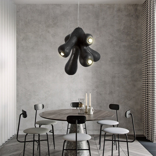 Contemporary Scandinavian Irregular Branching High-Density Polystyrene 6-Light Chandelier For Living Room